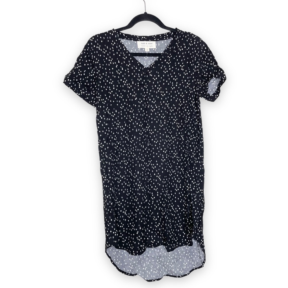CLOTH & STONE Black White Spotted Justine Tunic Mini Dress Women's Small
